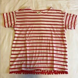 Seed Red/White Striped T Shirt XS
